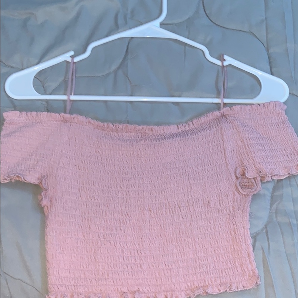 Pink Off-shoulder crop top